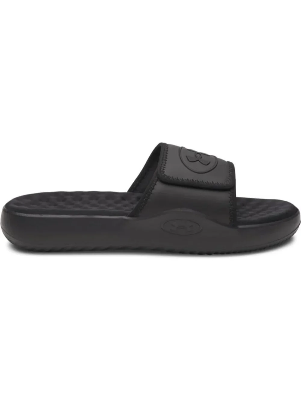 Mens All Black Ignite Pro Slide Comfort Soft Rubber Slip On Flat Sandal Shoes